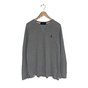 U.S. Polo Assn. Crew Neck Thermal Men's Size XL Grey Heather Long Sleeve Vintage